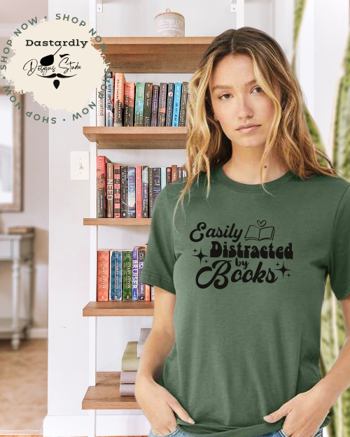 Easily Distracted by Books Graphic T-Shirt
