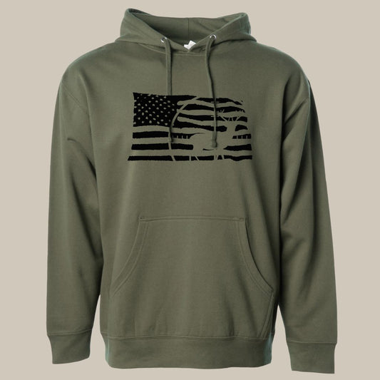 American Flag/Hunting Midweight Hoodie Pullover