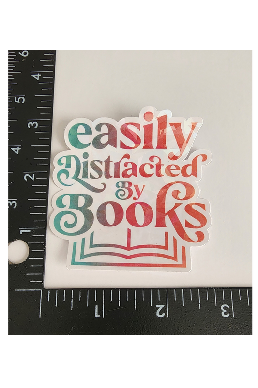 Easily Distracted By Books 3" Sticker