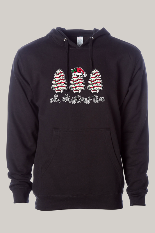 "Oh Christmas Tree" snack design on Hooded Sweatshirt in Reactive Black