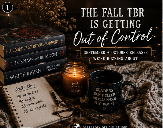Stack of fall 2026 book releases with a notebook listing the fall tbr. Candle burning, coffee steaming and blanket ready to cozy down and read