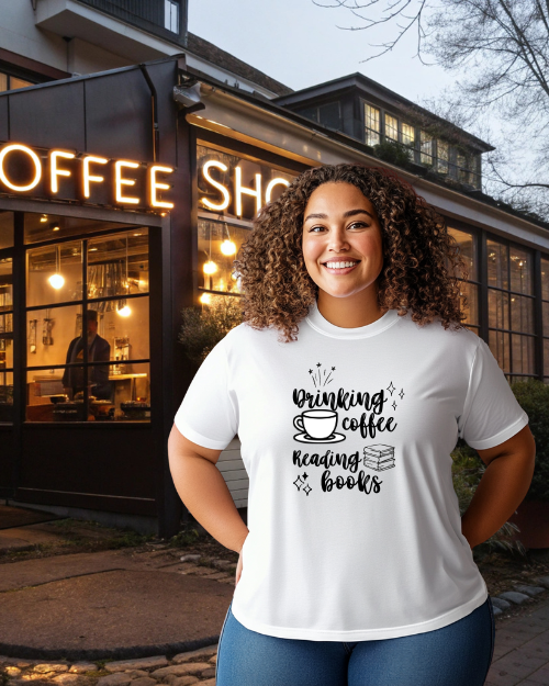 Drinking the Coffee, Reading the Books T-Shirt