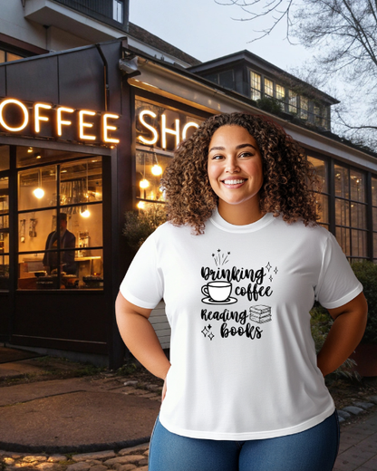 Drinking the Coffee, Reading the Books T-Shirt