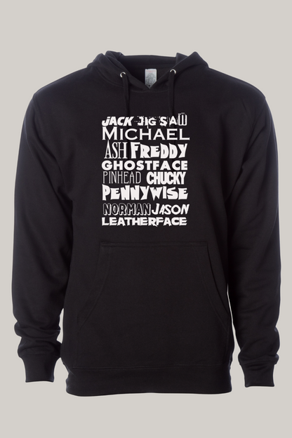 Horror Character Word Art Hooded Sweatshirt