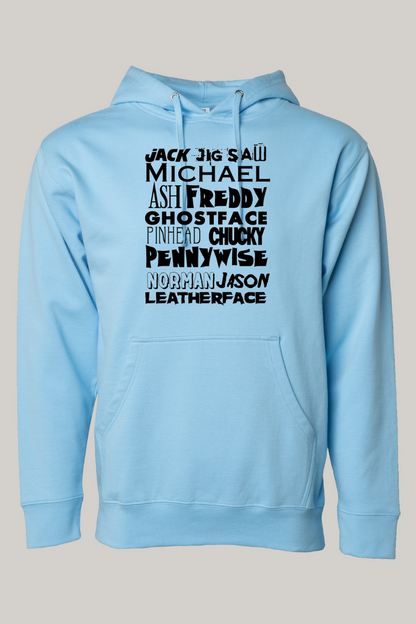 Horror Character Word Art Hooded Sweatshirt