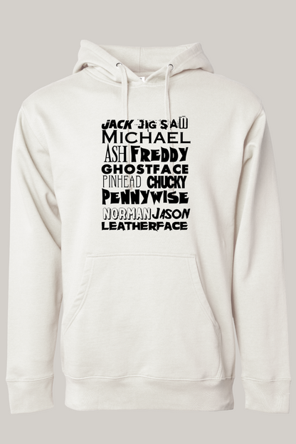 Horror Character Word Art Hooded Sweatshirt