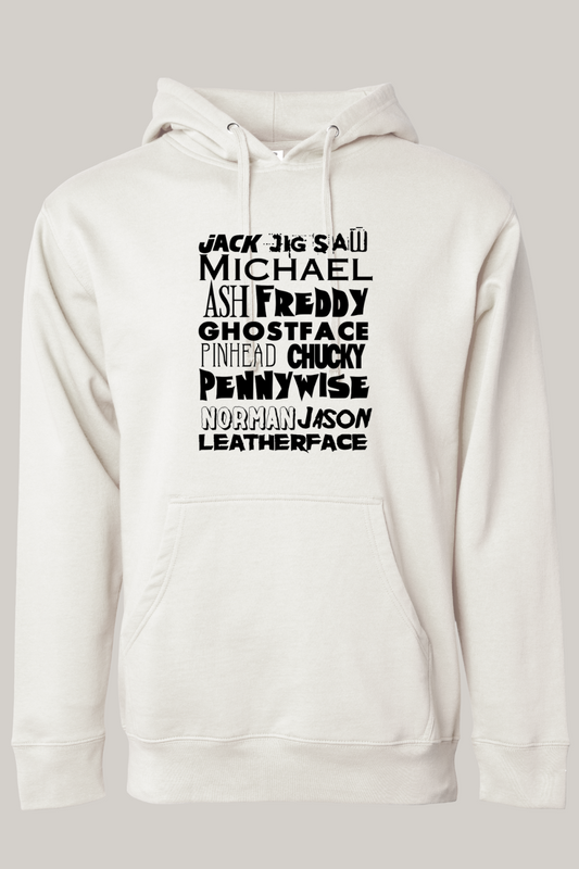 Horror Character Word Art Hooded Sweatshirt