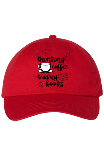 Drinking Coffee Reading Books Cap