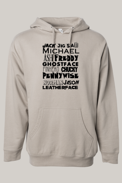 Horror Character Word Art Hooded Sweatshirt