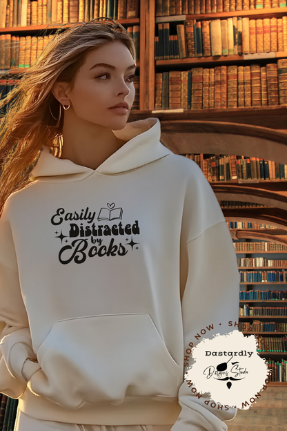 Easily Distracted by Books Hooded Sweatshirt