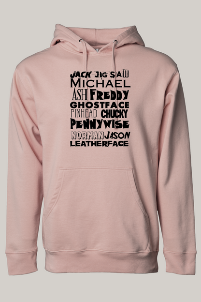 Horror Character Word Art Hooded Sweatshirt