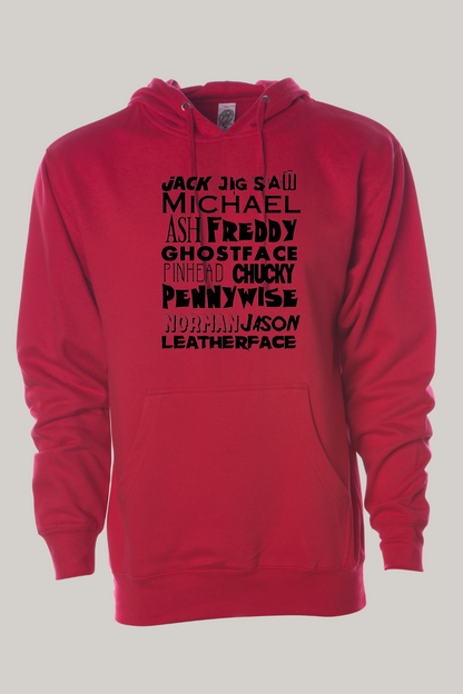 Horror Character Word Art Hooded Sweatshirt