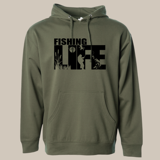 Fishing Life Graphic Design Hooded Pullover