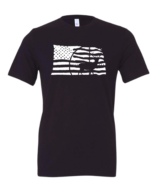 American Flag/Hunting Unisex Short Sleeve T-Shirt Graphic Design