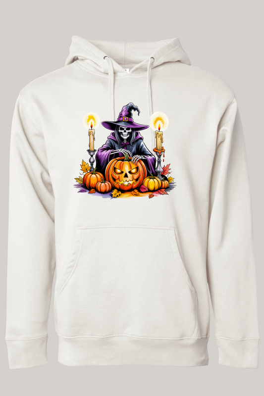 Halloween Themed Skeleton Witch Hooded Sweatshirt