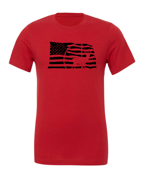 American Flag/Hunting Unisex Short Sleeve T-Shirt Graphic Design