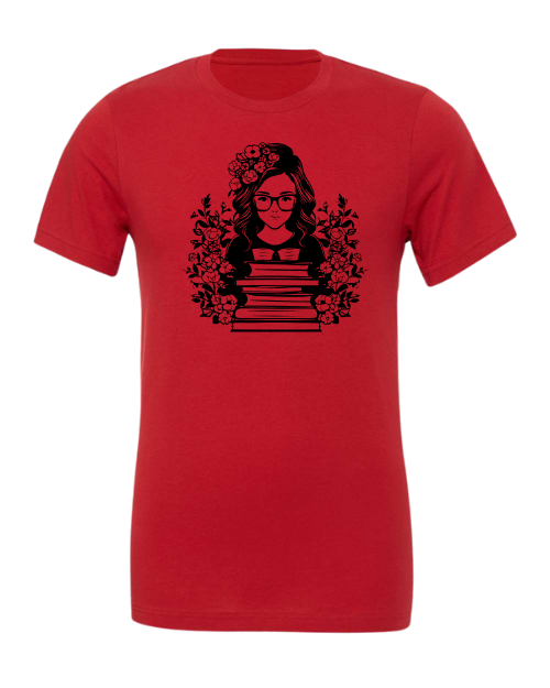 Book Lover Crew Neck T-Shirt with Short Sleeves
