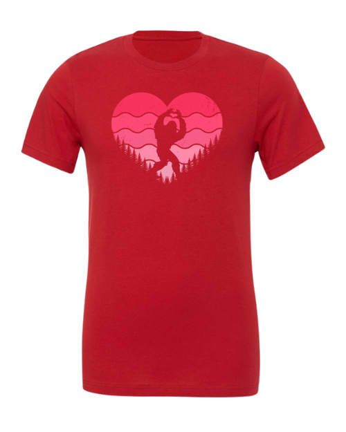 Big Foot Valentine Heart T-Shirt | Funny Bigfoot Valentine Tee |