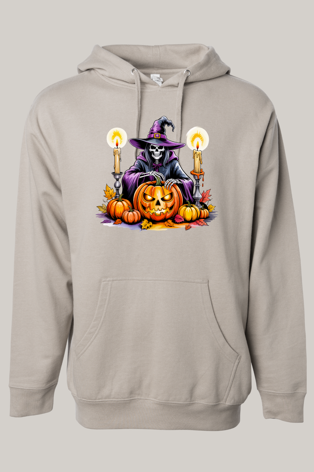 Halloween Themed Skeleton Witch Hooded Sweatshirt