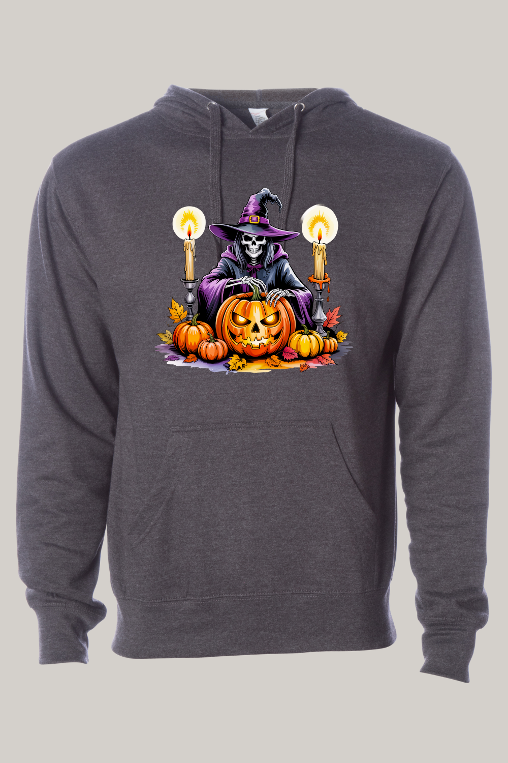 Halloween Themed Skeleton Witch Hooded Sweatshirt