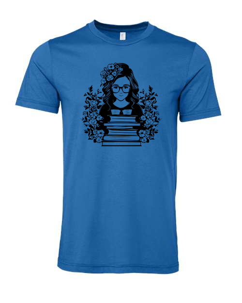 Book Lover Crew Neck T-Shirt with Short Sleeves