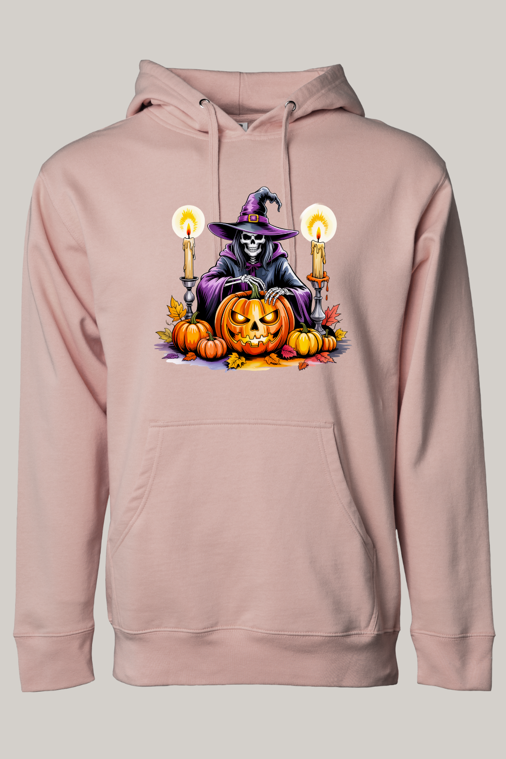 Halloween Themed Skeleton Witch Hooded Sweatshirt