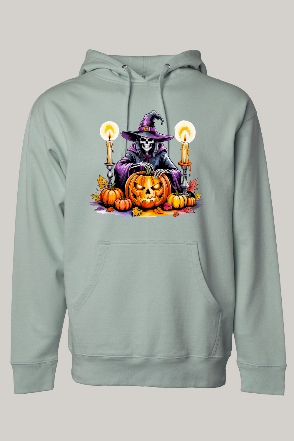 Halloween Themed Skeleton Witch Hooded Sweatshirt