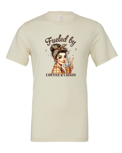 Fueled by Coffee and Chaos Mom T-Shirt