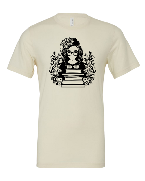 Book Lover Crew Neck T-Shirt with Short Sleeves