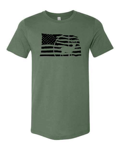 American Flag/Hunting Unisex Short Sleeve T-Shirt Graphic Design