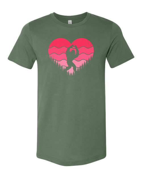 Big Foot Valentine Heart T-Shirt | Funny Bigfoot Valentine Tee |