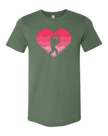 Big Foot Valentine Heart T-Shirt | Funny Bigfoot Valentine Tee |