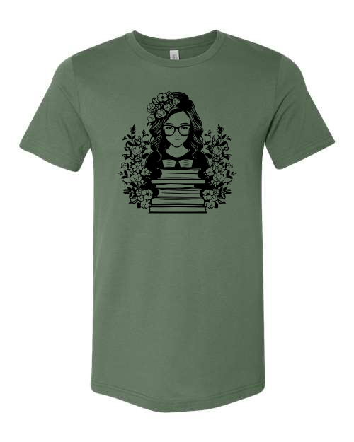 Book Lover Crew Neck T-Shirt with Short Sleeves