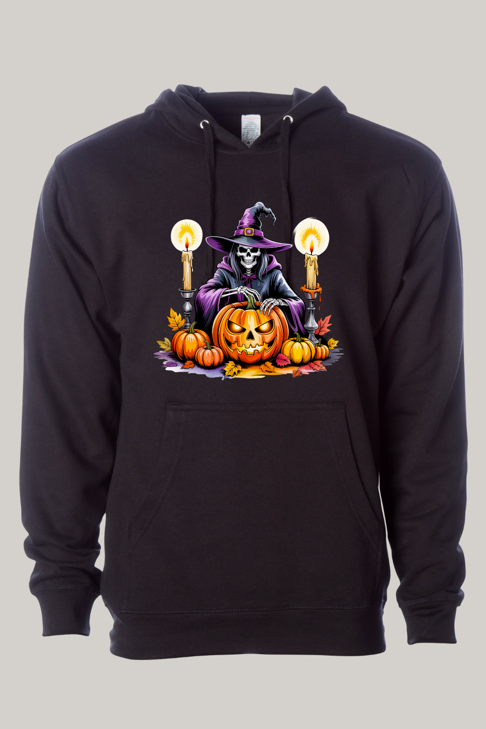 Halloween Themed Skeleton Witch Hooded Sweatshirt