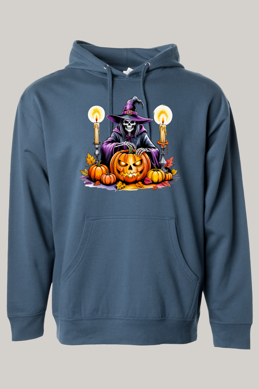 Halloween Themed Skeleton Witch Hooded Sweatshirt
