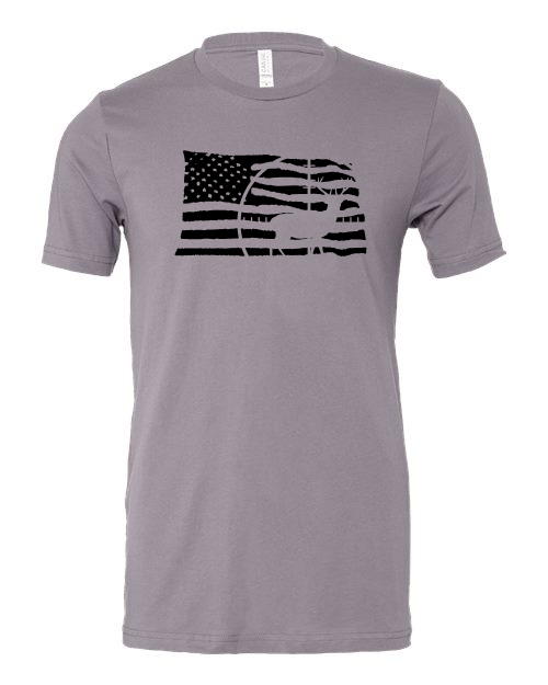 American Flag/Hunting Unisex Short Sleeve T-Shirt Graphic Design