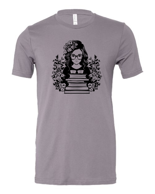 Book Lover Crew Neck T-Shirt with Short Sleeves