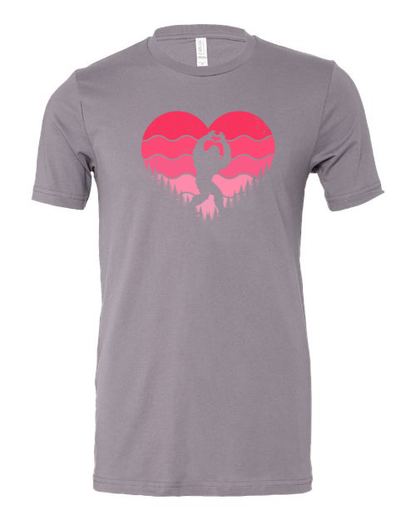 Big Foot Valentine Heart T-Shirt | Funny Bigfoot Valentine Tee |