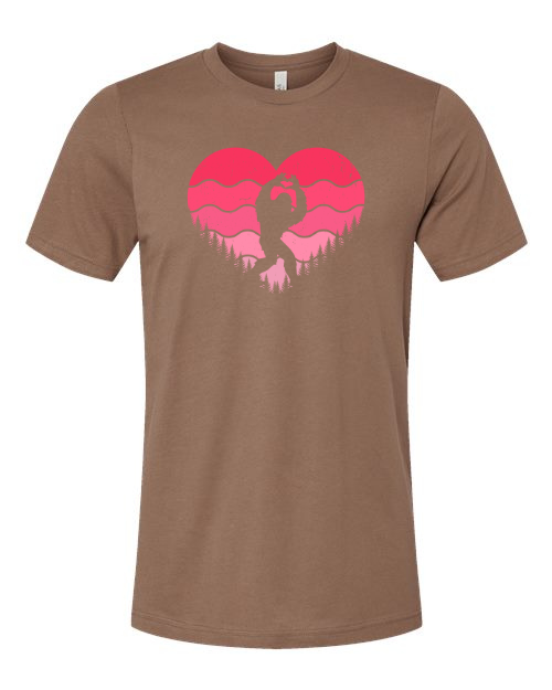 Big Foot Valentine Heart T-Shirt | Funny Bigfoot Valentine Tee |