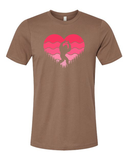 Big Foot Valentine Heart T-Shirt | Funny Bigfoot Valentine Tee |