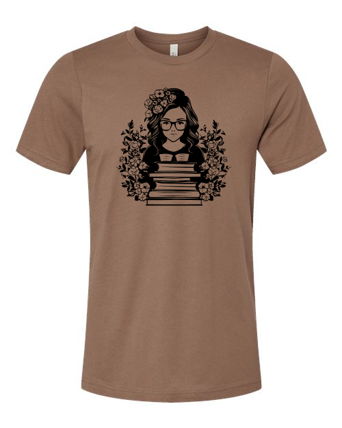 Book Lover Crew Neck T-Shirt with Short Sleeves
