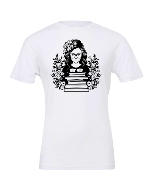 Book Lover Crew Neck T-Shirt with Short Sleeves
