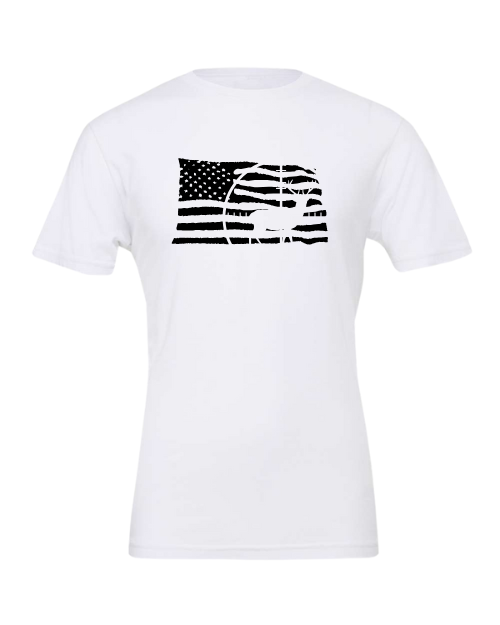 American Flag/Hunting Unisex Short Sleeve T-Shirt Graphic Design