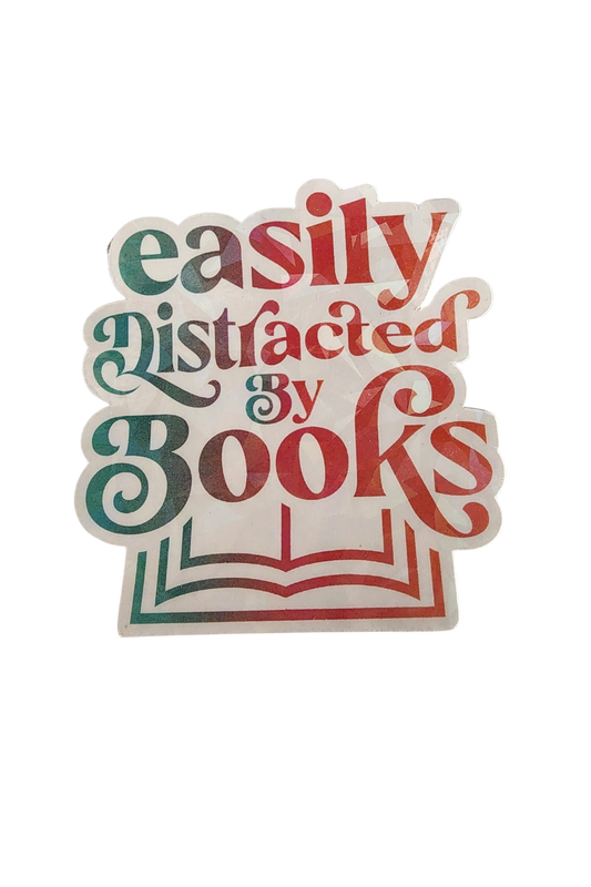 Easily Distracted By Books 3" Sticker